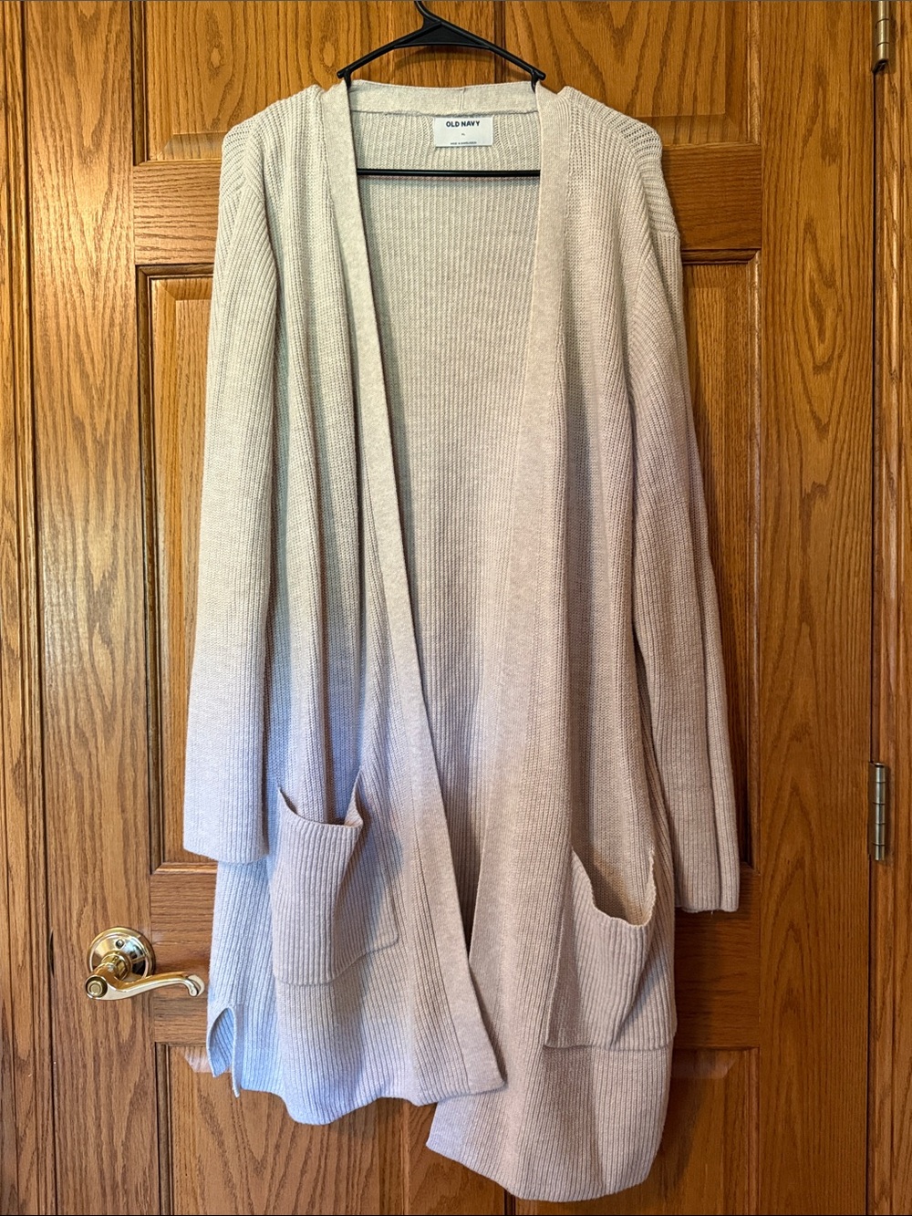 Old Navy Cream Open-Front Ribbed Cardigan with Pockets